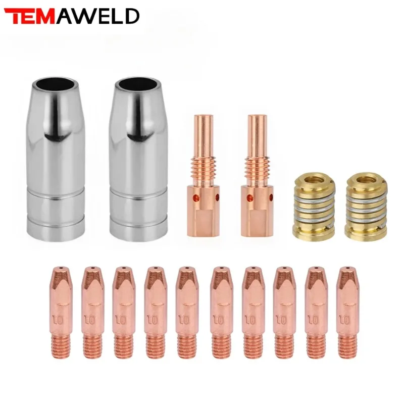 

16PCS 25AK Welding Torch accessories Consumables 0.6/0.8/0.9/1.0/1.2mm MIG Torch Gas Nozzle Tip Holder of 25AK MIG MAG Wholesale