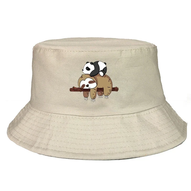 Sleep Lazy Panda Panama Cap Amusing Harajuku Casual Versatile Streetwear Stylish Outdoor Vintage Cool Fashion Daily Bucket Hat