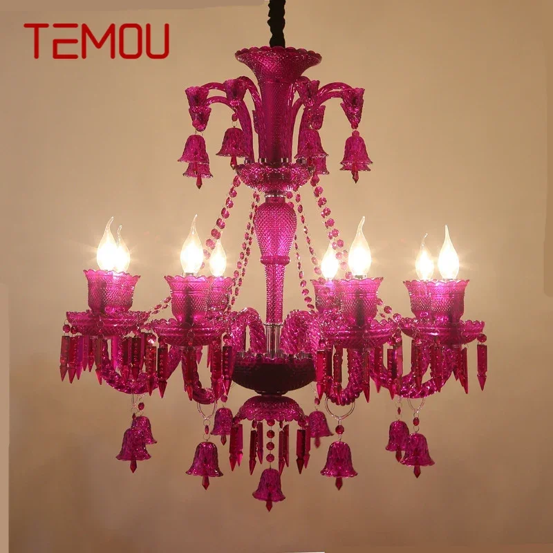 

TEMOU Luxurious Style Crystal Pendant Lamp European Candle Lamp Art Living Room Restaurant Bedroom Villa Chandelier