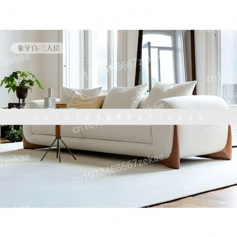 

designer furniture living room wabi sabi wind double seat Nordic small apartment fabric log sofa Japanese sofa combination