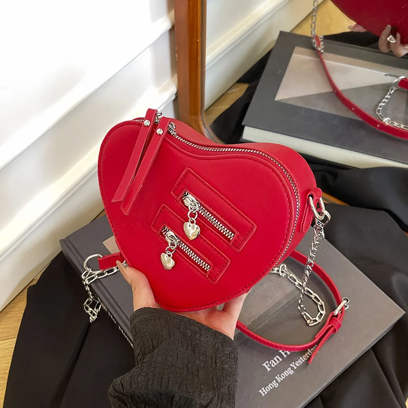 

Gothic Heart Blade Zipper Chain Crossbody Bags for Women Girl Casual Shoulder Purses Handbags Techwear Summer Wallet Goth
