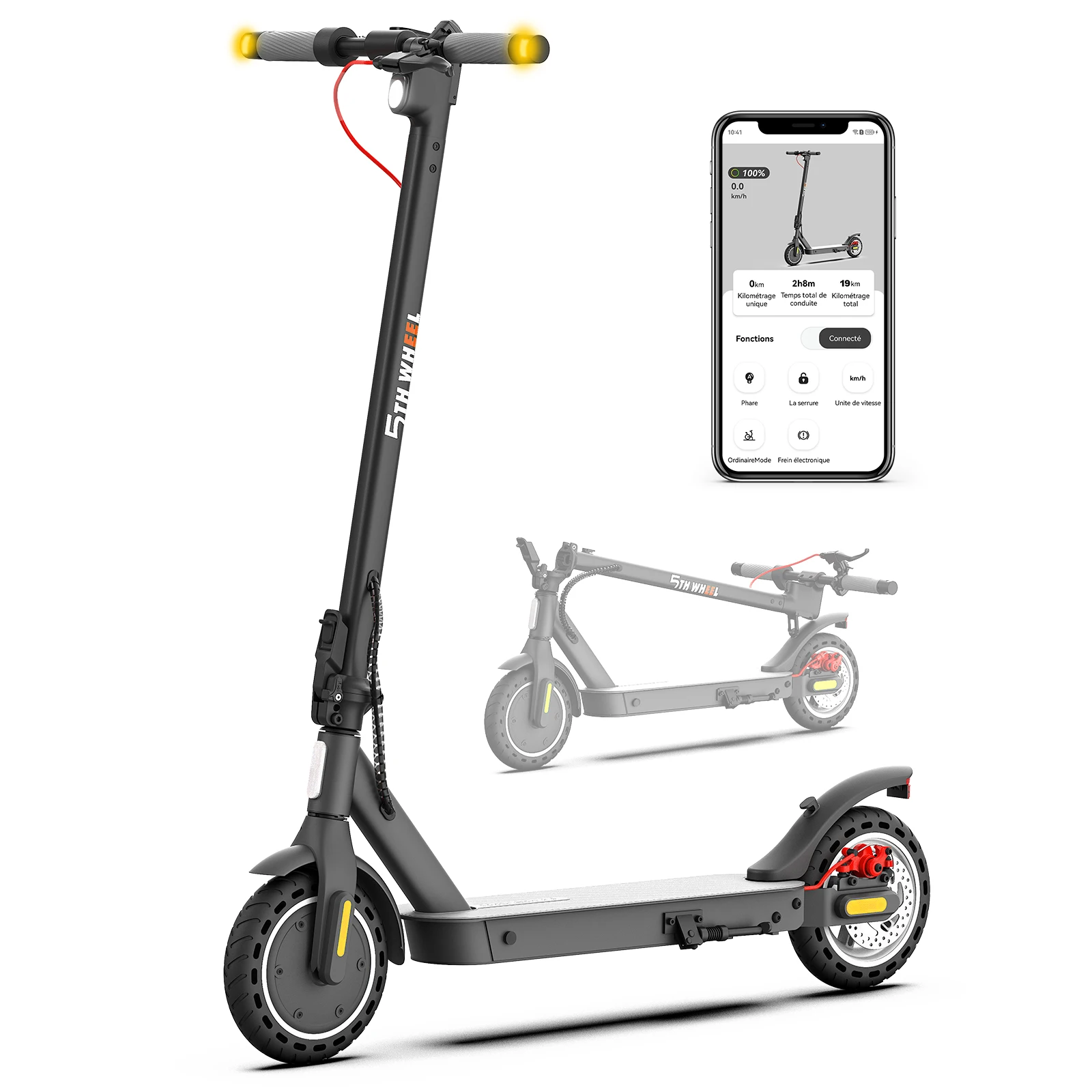 Image of 5TH WHEEL Elektroroller, 8,5 Zoll Vollgummireifen, 500W Spitzenleistung, 25 km/h, 32-35 km Reichweite, Blinker, 36V 7,5AH