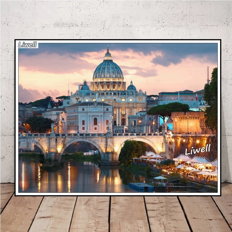 Vatican City Scenery Diamond Mosaic Painting Art St Peter's Square Italy Cityscape Religion Embroidery Cross Stitch Wall Decor