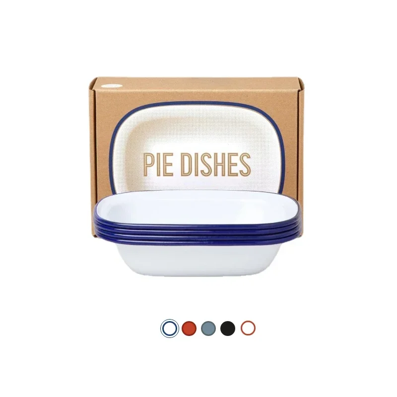 

4 pcs set | 20cm Pie Plate enamel individual pie dishes serving up sides or solo portions for dinner parties