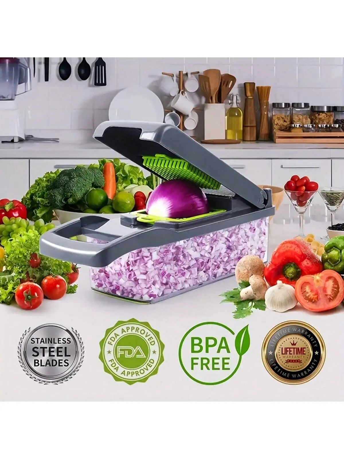 Set da 14 pezzi/16 pezzi, tritatutto per verdure, affettatrice multifunzionale per frutta, grattugia manuale per alimenti, affettatrice per verdure,