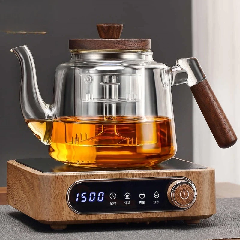 Double-control electric ceramic stove, teapot, glass side handle, small household tea set, tea brewer, kettle set