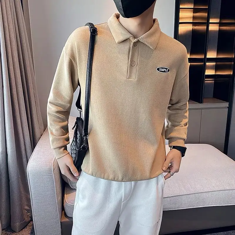 Top Plain White Unicolor Polo Men's Clothing Sweatshirts T Shirt for Man Elasticity Harajuku Fashion Polyester Korean Luxury Emo