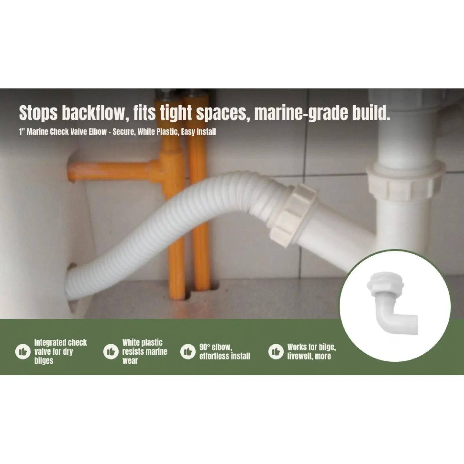 

Соединитель трюмного насоса 1 \\\\\\\\\\\\\\\\\\\\\\' Шланг 90 ° Белый