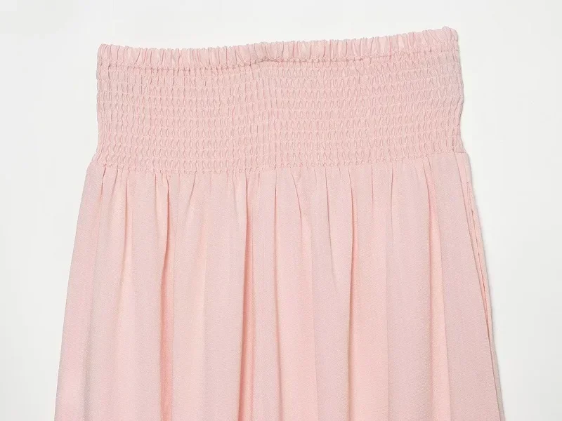 HXAO Sommerhose für Damen mit elastischem Bund, Baggy-Hose in Pink, weit geschnittene Hose mit Schnürung, Jogginghose, Faltenhose, Haremshose für den Urlaub – Detail 9
