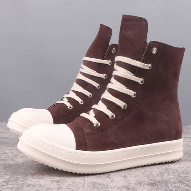 

High Street R0 Coffee Felt Sneaker Height Increasing Casual Shoes Men's Shoes Women's Casual Shoes