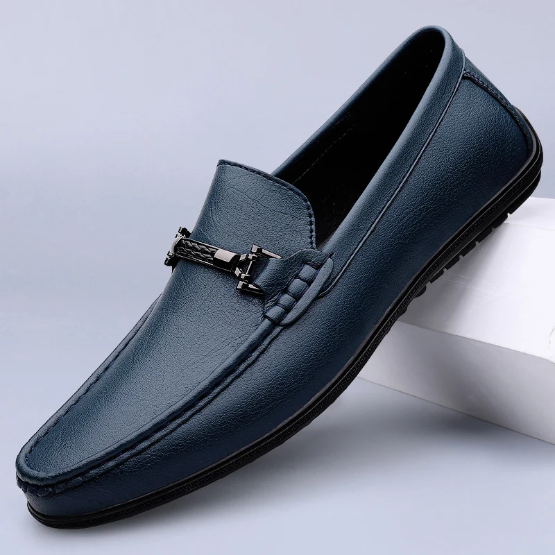 

Fashion Brand Leather Men Casual Shoes Men Wear-resistant Loafers Moccasins Breathable Slip on Classic White/Black Driving Shoes