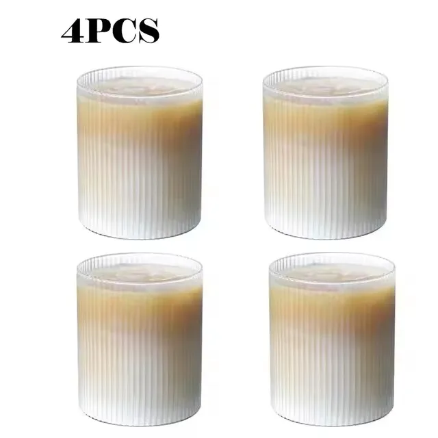 

Coffee Mug Striped Glass Cup Creative Transparent Bubble Tea Cup Drinkware Shot Glasses Set Whiskey1/2/4/6PCS