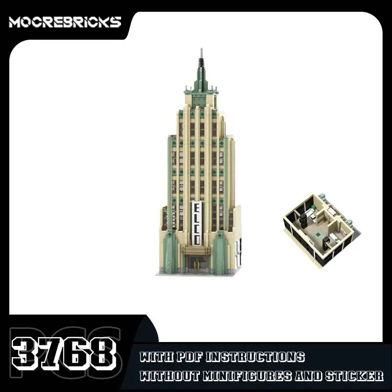 MOC Vintage City Skyscraper Architecture DIY Modular Street View High Building Construction Bricks Model Toy Gift For Adults