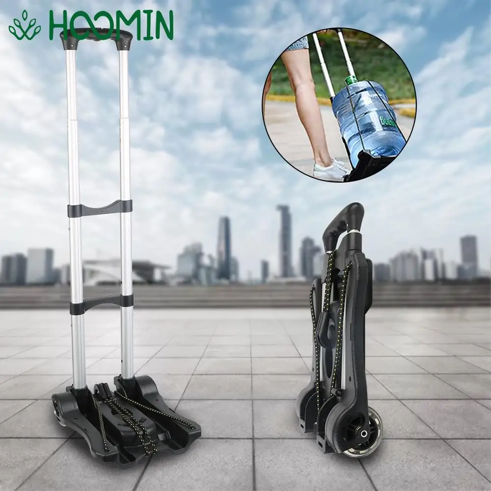 Portable Folding Luggage Cart Heavy Duty For Home Travel Shopping 35kg Hand Sack Foldable Barrow Two-wheel Trolley