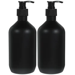 2 Pcs 500ml Black Matte Shampoo Shower Gel Lotion Empty Bottle 2pcs Dispenser Soap Home Press Pump Bottles The Pet Travel with