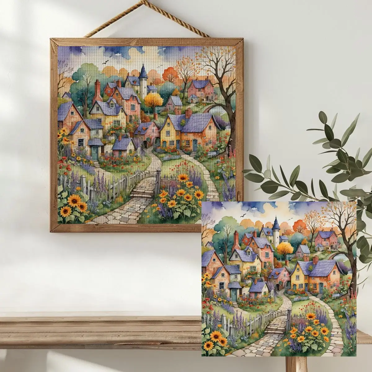 1 Stück 30x30 cm/11,8 Zoll Herbsttag Gestempeltes Kreuzstich-Set DIY-Kit 11/14/16CT DIY-Stickset DIY-Kreuzstich-Set – Detail 2