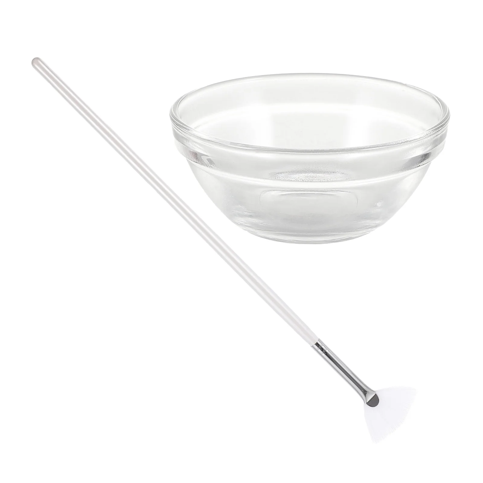 

2pcs Facial Kit Face Mask Applicator Tools Glass Bowl Soft Bristle For Diy Facemask Beauty Salon Fine Applicator Mud Mask Brush