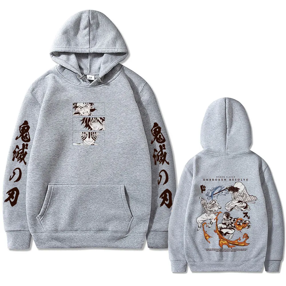 Anime Demon Slayer Kamado Tanjirou Tomioka Giyuu Akaza sweat à capuche graphique hommes femmes mode surdimensionné polaire coton pull à capuche