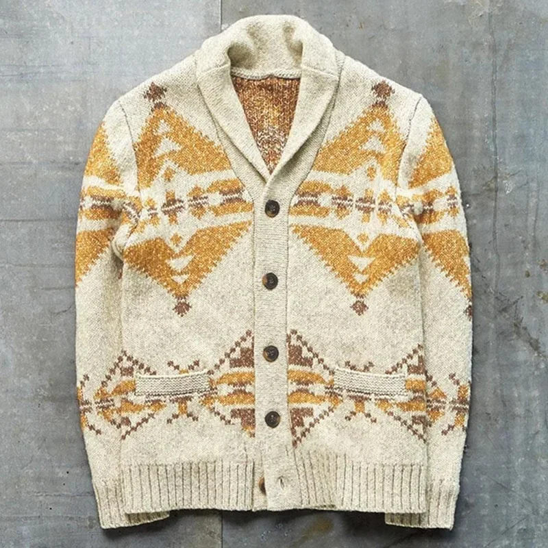 جديد أزياء الرجال الشارع الشهير بالأزرار Sweatercoats الخريف رجل أبلى بالأزرار غير رسمية الرجعية الجاكار كم محبوك البلوزات 3XL