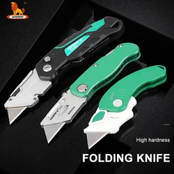 WYNN'S Heavy Duty Box Cutter Folding Utility Knife Quick Change SK5 Blades for Cartons, Cardboard, Paper, and Electrician Use