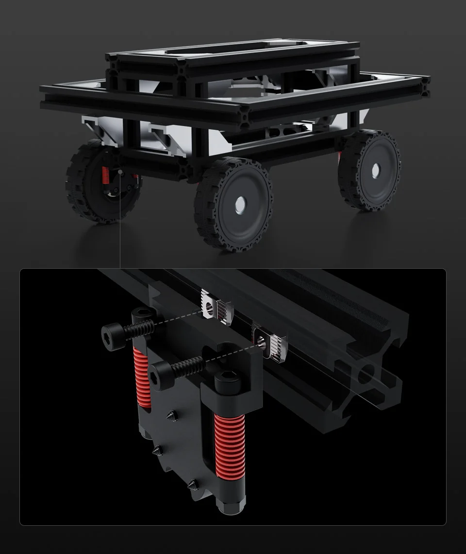 Kompakte UGV-Aufhängung aus Metall (B), hochfeste Feder, 3 kg Tragfähigkeit, geeignet für DDSM210- und DDSM400-Nabenmotoren