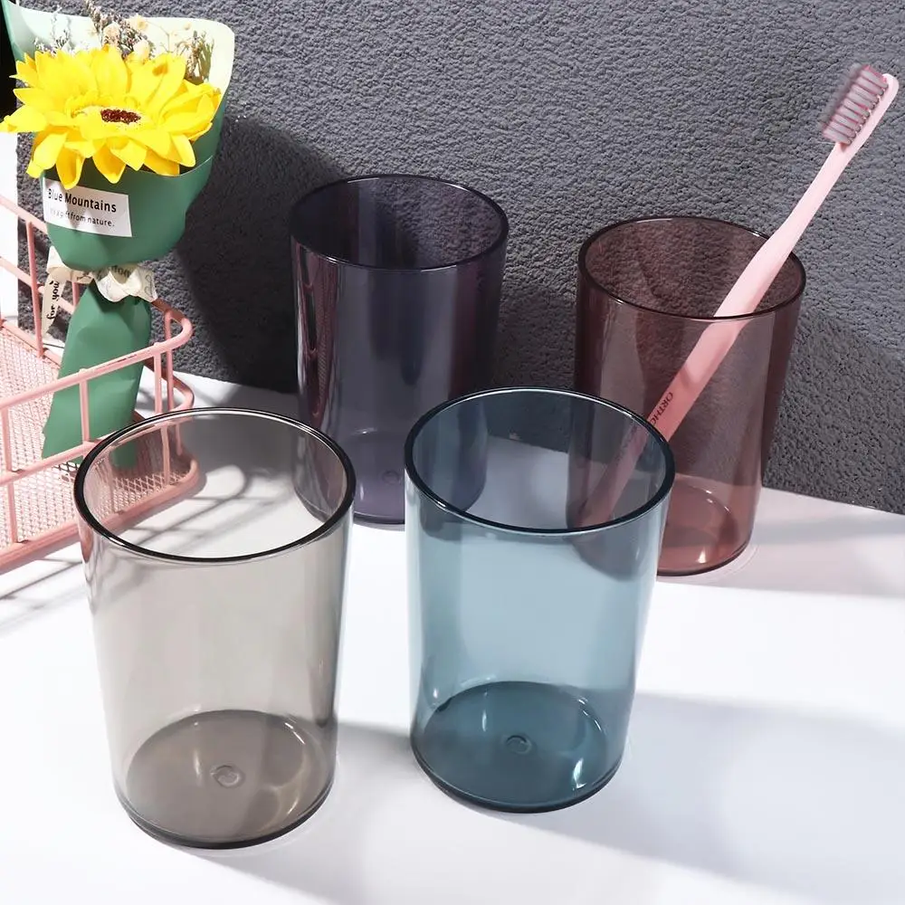 Eco-friendly Solid Color Transparent Mouthwash Cup High-capacity Clear Toothbrush Cup Nordic Style Tooth Glass Bathroom