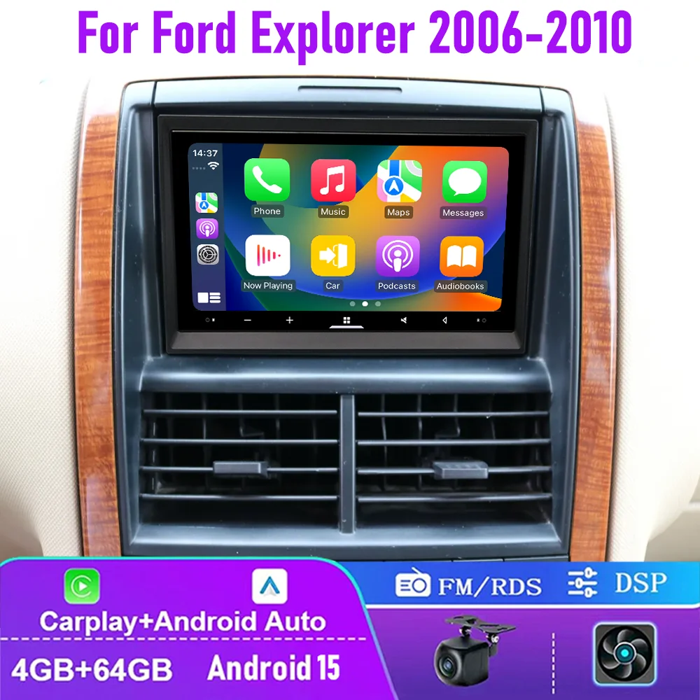 

7" 4+64GB For Ford Explorer 2006-2010 Car Radio Wireless CarPlay Android Auto FM GPS QLED Head Unit Canbus Plug & Play