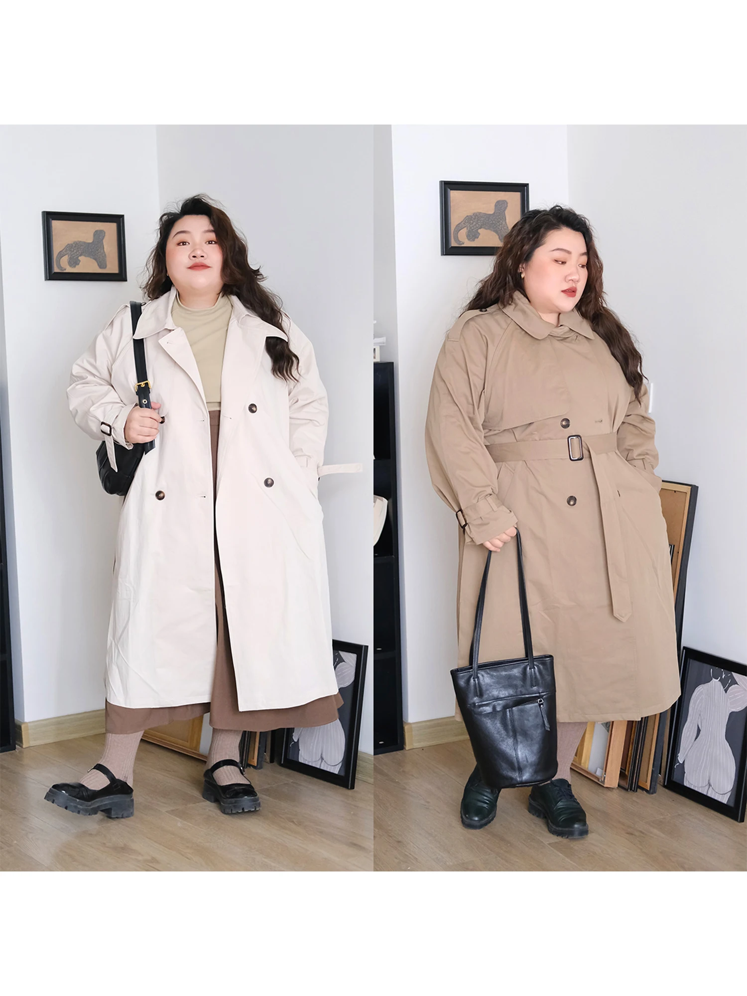 

Куртка-ветровка Zooobaby Classic, двубортная, простая, больших размеров, женская, осенне-зимняя, новинка, удлиненная, миди