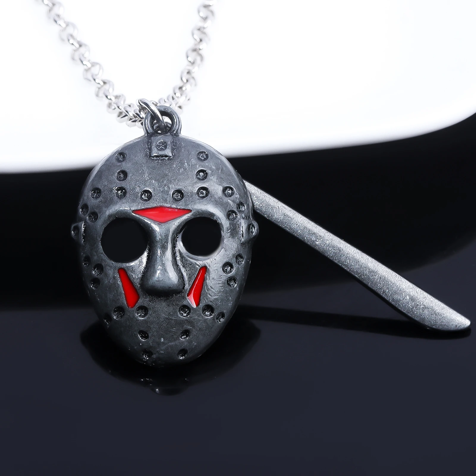 Horror Movie Keychain Jason Hockey Mask Kinfe Metal Keyring For Children Halloween Jewelry Gift image 4