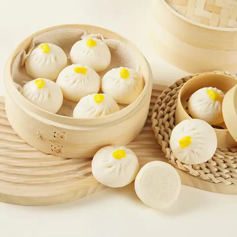 Modelo de Comida Artificial, Dumpling Artificial, Panecillo Relleno al Vapor Falso, Simulación Realista de Comida China, 2 Piezas/Lote