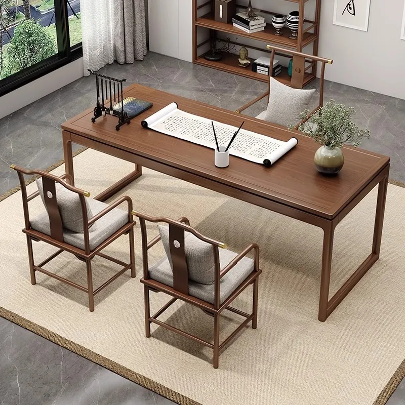 Factory Direct 2026 New Chinese solid wood desk elm calligraphy table calligraphy and paintingtable office picture case with dra