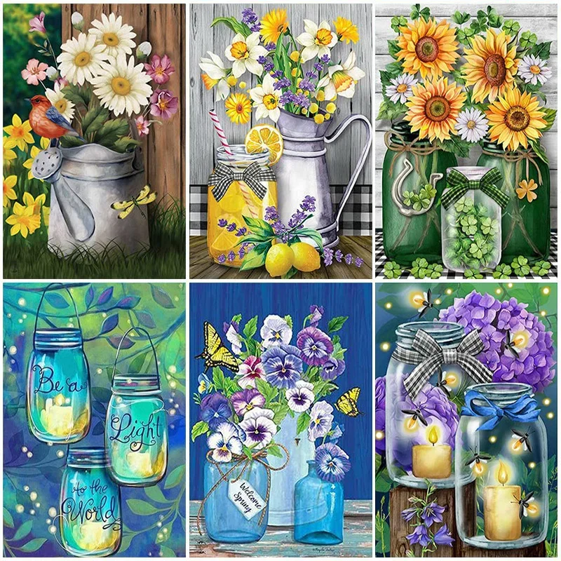 Flowers 5D DIY Diamond Painting Landscape Diamond Embroidery Cross Stitch Set Full Rhinestone Mosaic Home Decoration