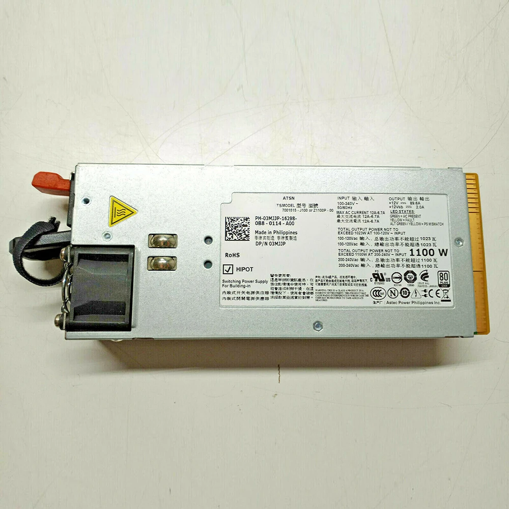 Server Power Supply For DELL R910 T710 TCVRR 0TCVRR 1Y45R 01Y45R 03MJJP 3MJJP 7001515-J100 OR Z1100P-00 MAX 1100W