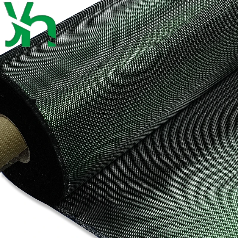green metal carbon fiber cloth, 100% 3k carbon fiber + green metalsilk ,DIY customized surface decoration