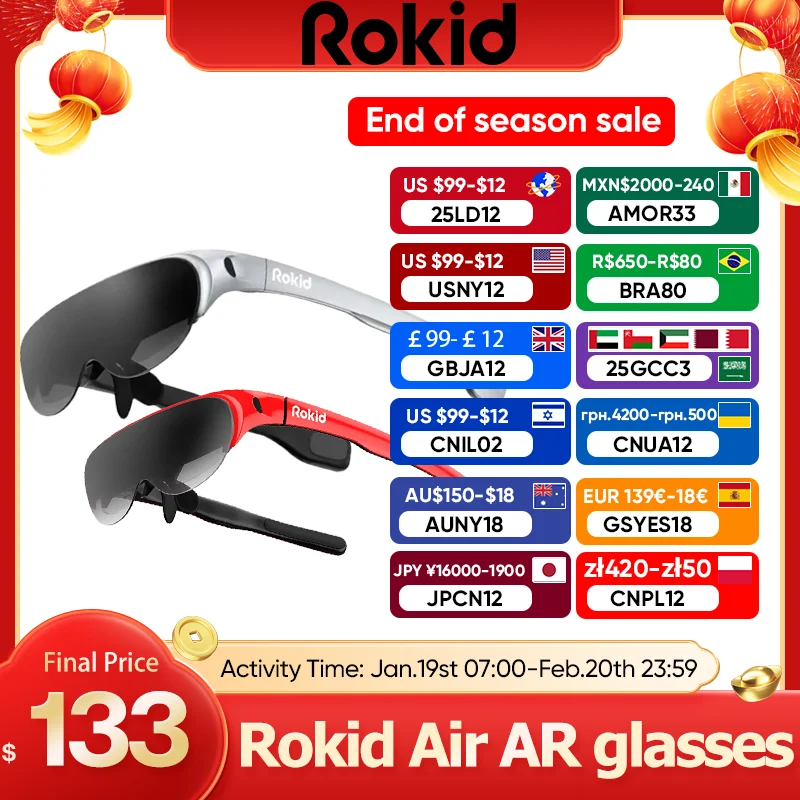 New Rokid Air 3D AR Glasses Foldable VR Smart Glasses 120