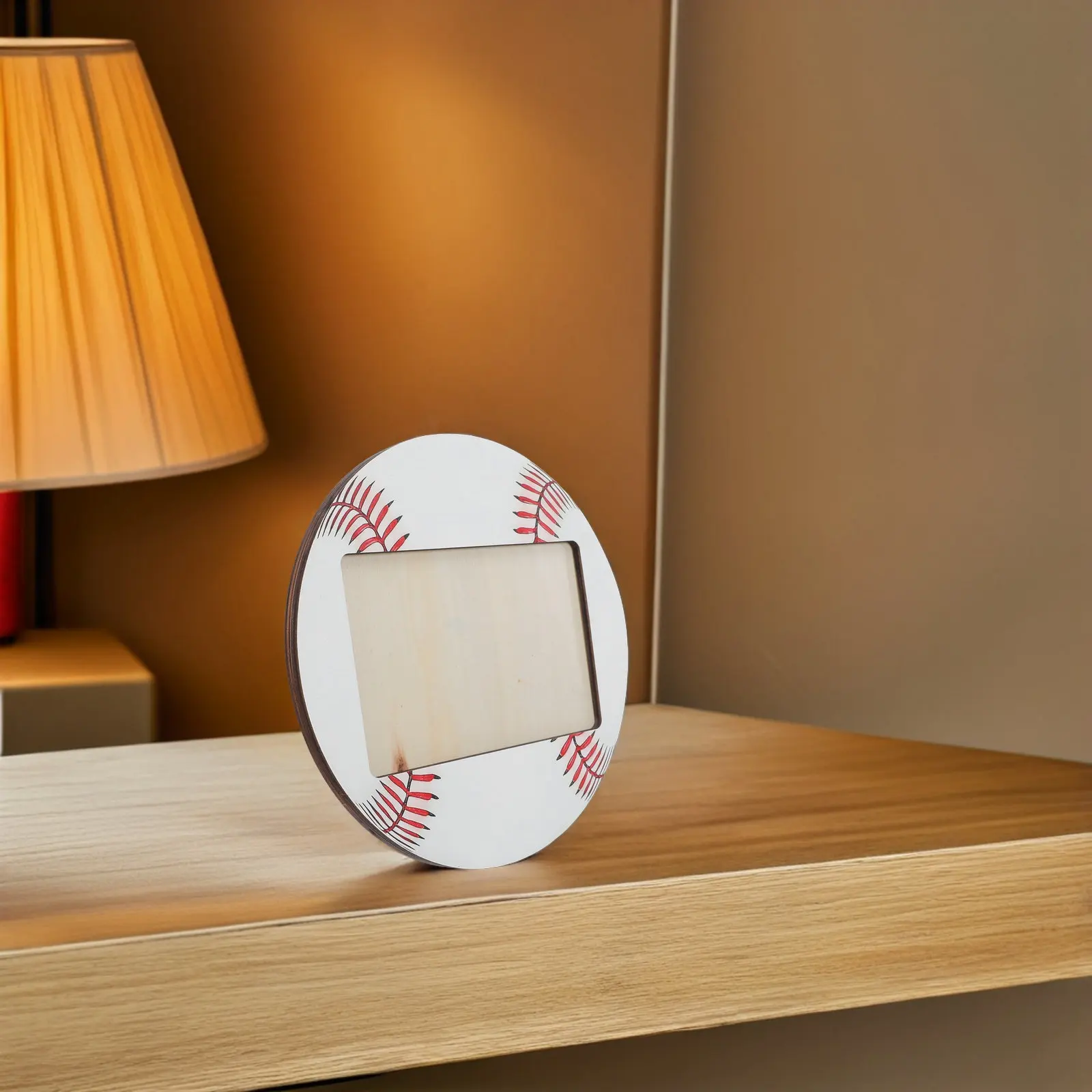6Pcs Baseball Picture Frames Wood Rustic Sports Theme 6x4 Inch Desktop Table Stand Photo Frame for Home Office Party Decoration