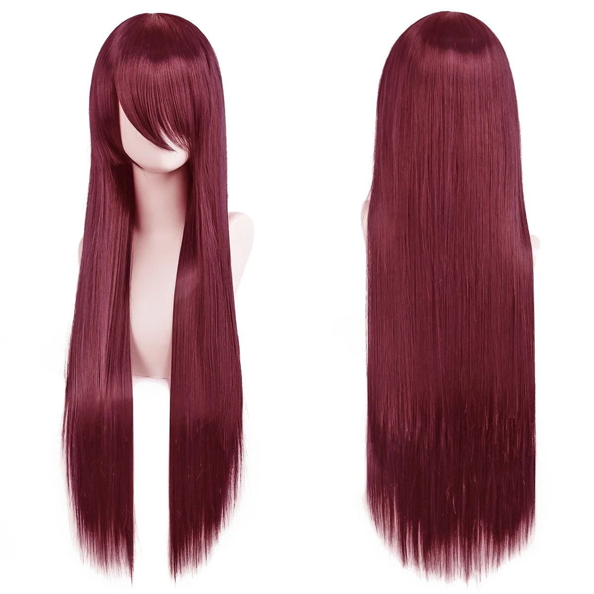 80 cm lange synthetische wit paars cosplay pruiken groen haar rechte zilveren pruik roze haarstukje lolita pruik met pony