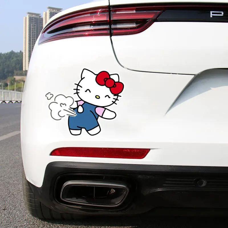 

Автомобильные милые наклейки Sanrio, корпус автомобиля, стеклянный топливный бак, забавные наклейки с блокировкой царапин, Мультяшные автомобильные аксессуары Hello Kitty