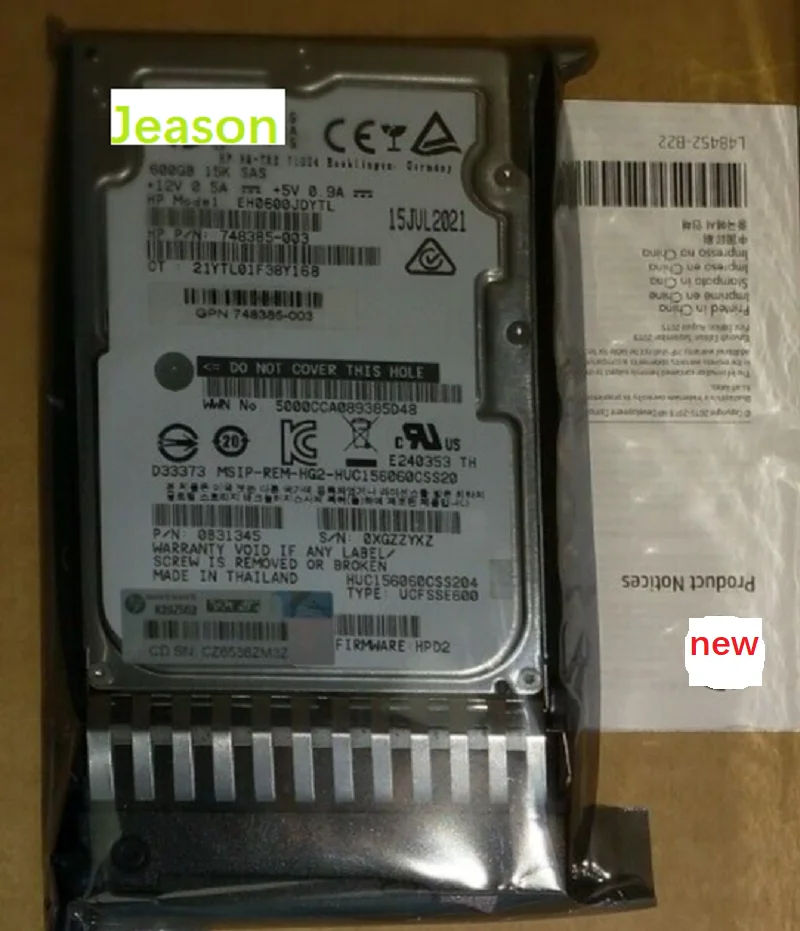 GENUINE For HPE 600GB SAS 15K 2.5 Hard Disk 12GB/s 787642-001 748385-003 EH0600JDYTL