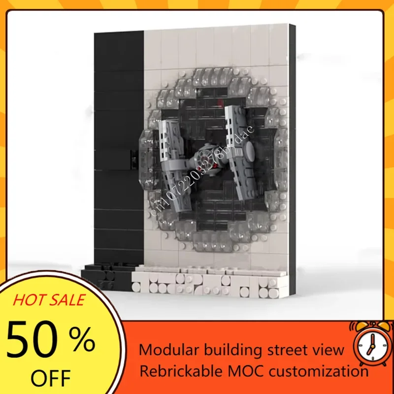 443PCS Three-dimensional Poster Concept Series Space War Military MOC SpaceShip Battle Model Custom Puzzle Birthday Toy Gift