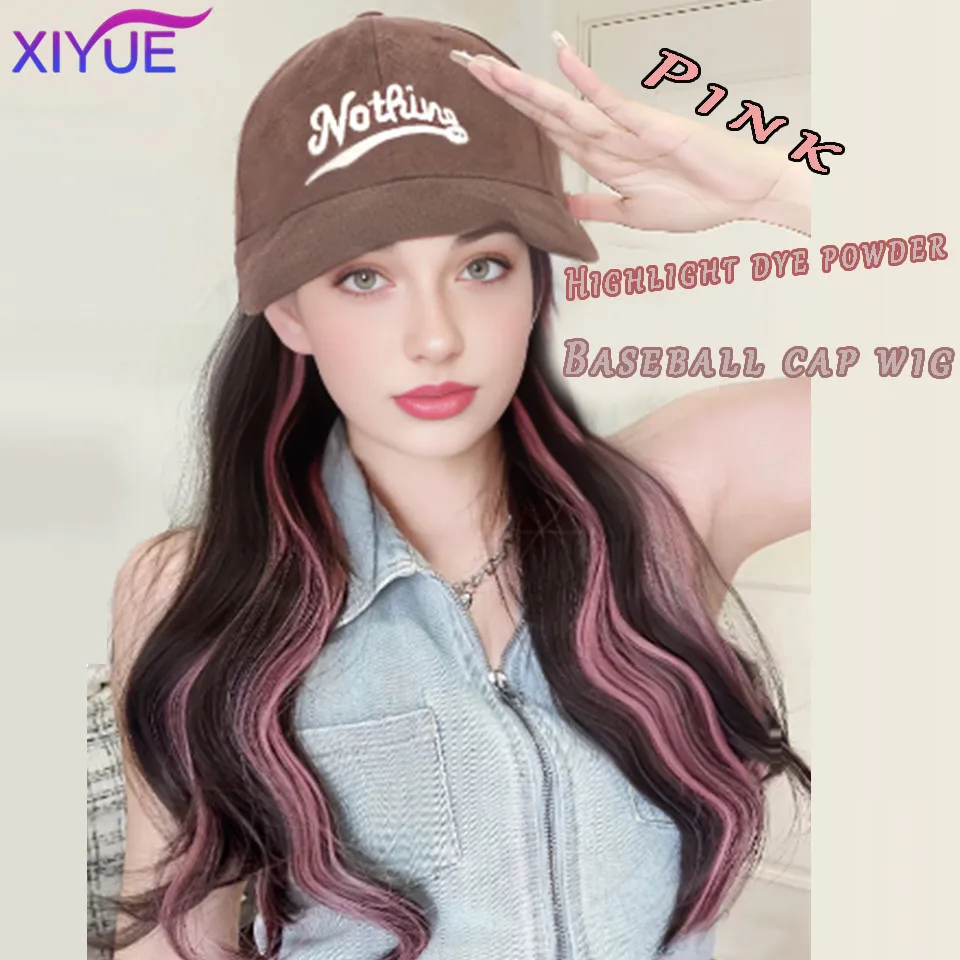 XIYUE  Hat wig one piece highlight dyeing fashionable women's new baseball cap wig women's long hair full head cover