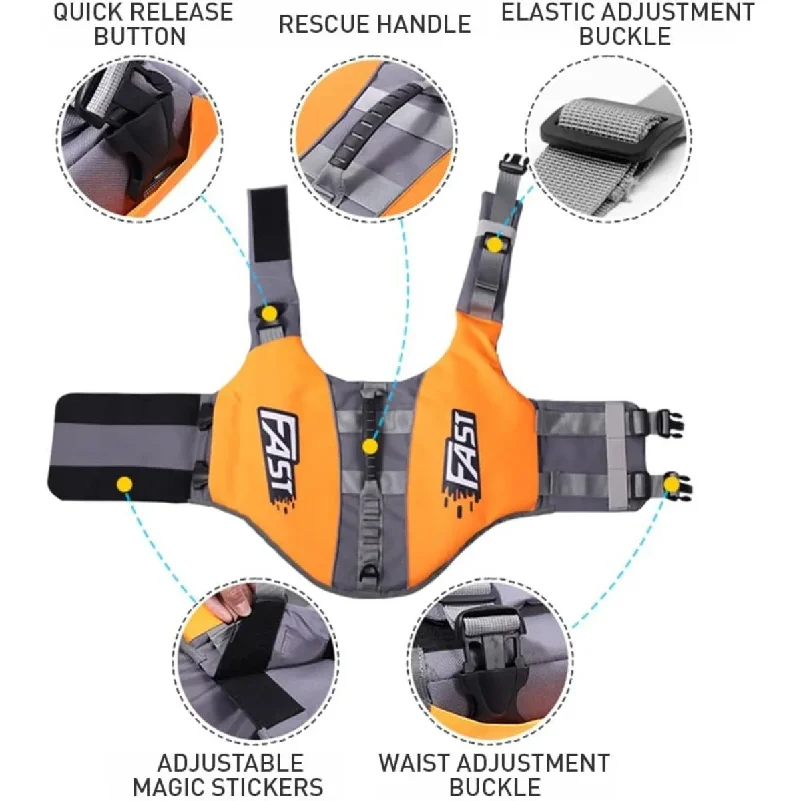 Pets Floatation Vest Adjustable Ripstop Safety Dog Swimsuit for Summer Beach Surfing Training Essential Dog Life Jacket Supplies view 4