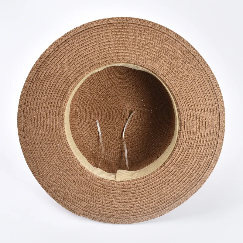Sommer Damen Strohhut, modischer flacher Reise- und Strand-Sonnenhut, Chapeau Femme – Detail 5
