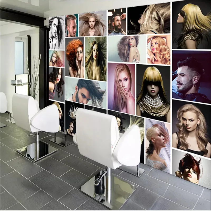 

Custom Wall Paper 3D Nordic Modern Personality Fashion Hair Salon Barber Shop Photo Wallpaper 3D Wall Murals Paper Wall Decor