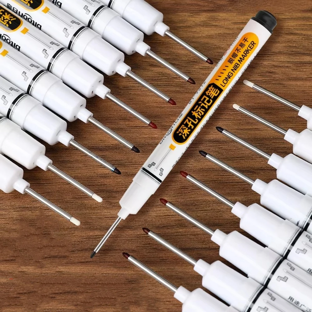 New 20mm Marker Pen Waterproof Long Nib Head Metal Perforating Pen Deep Hole Carpenter Pen Bathroom Woodworking