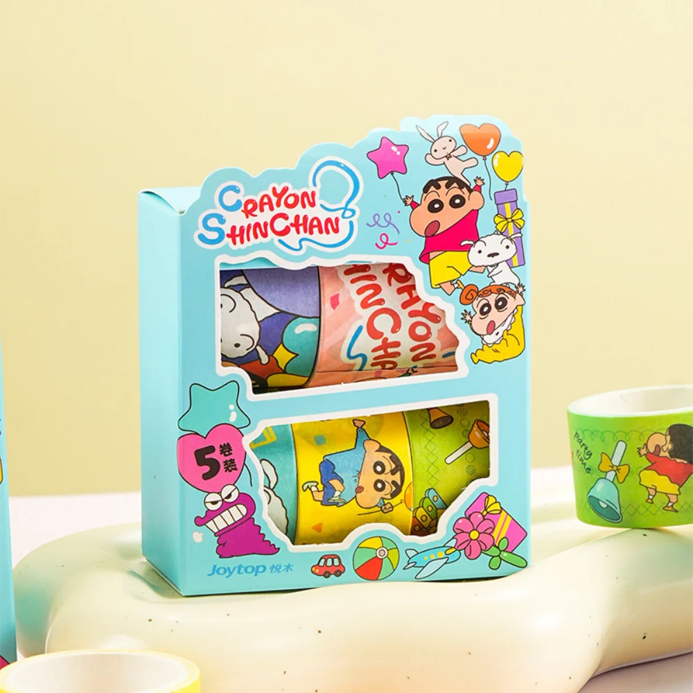 حقيقي 5 لفة/صندوق أنيمي تلوين شين تشان الشريط ملصق لطيف تلوين شينشان لتقوم بها بنفسك حساب اليد ملصقات اللعب الهدايا