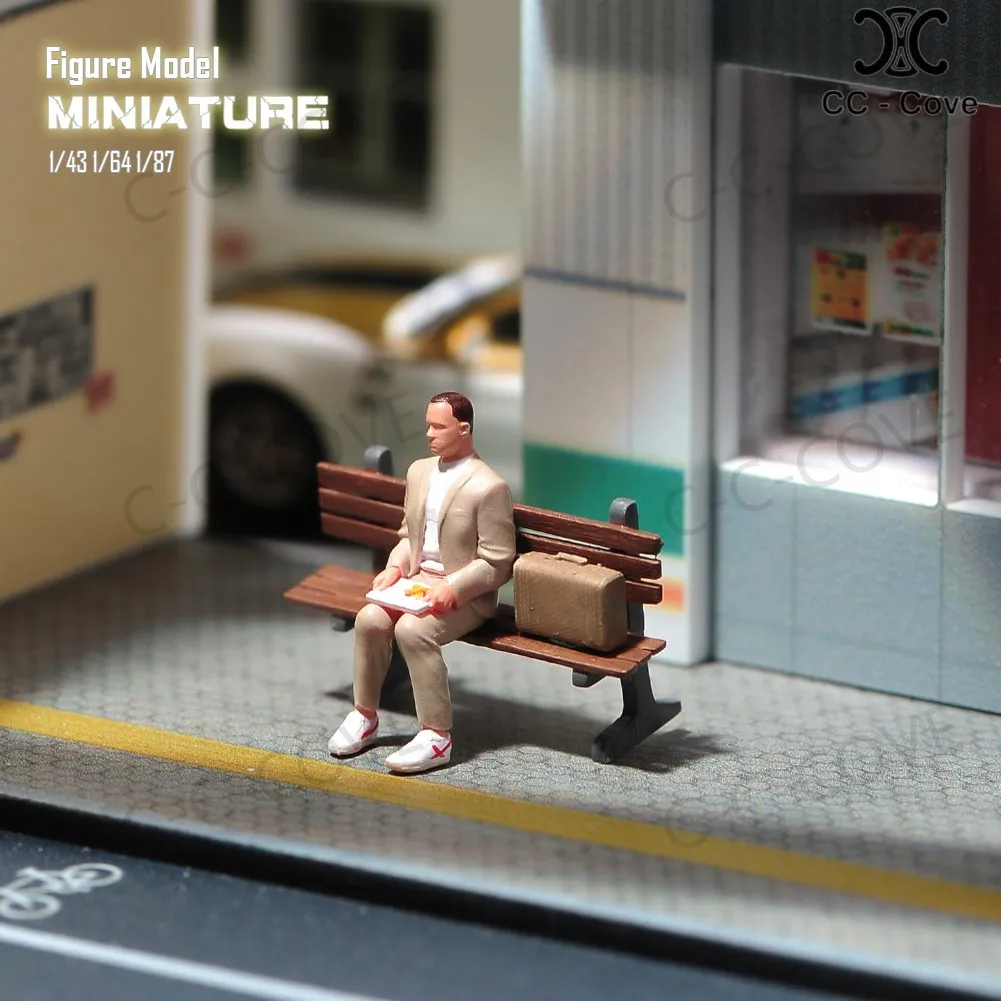 塗装されていない姿,スーツを着た男性のおもちゃ,ベンチに座って,装飾ビュー,1/18, 1/24, 1/43, 1/64, 1/87