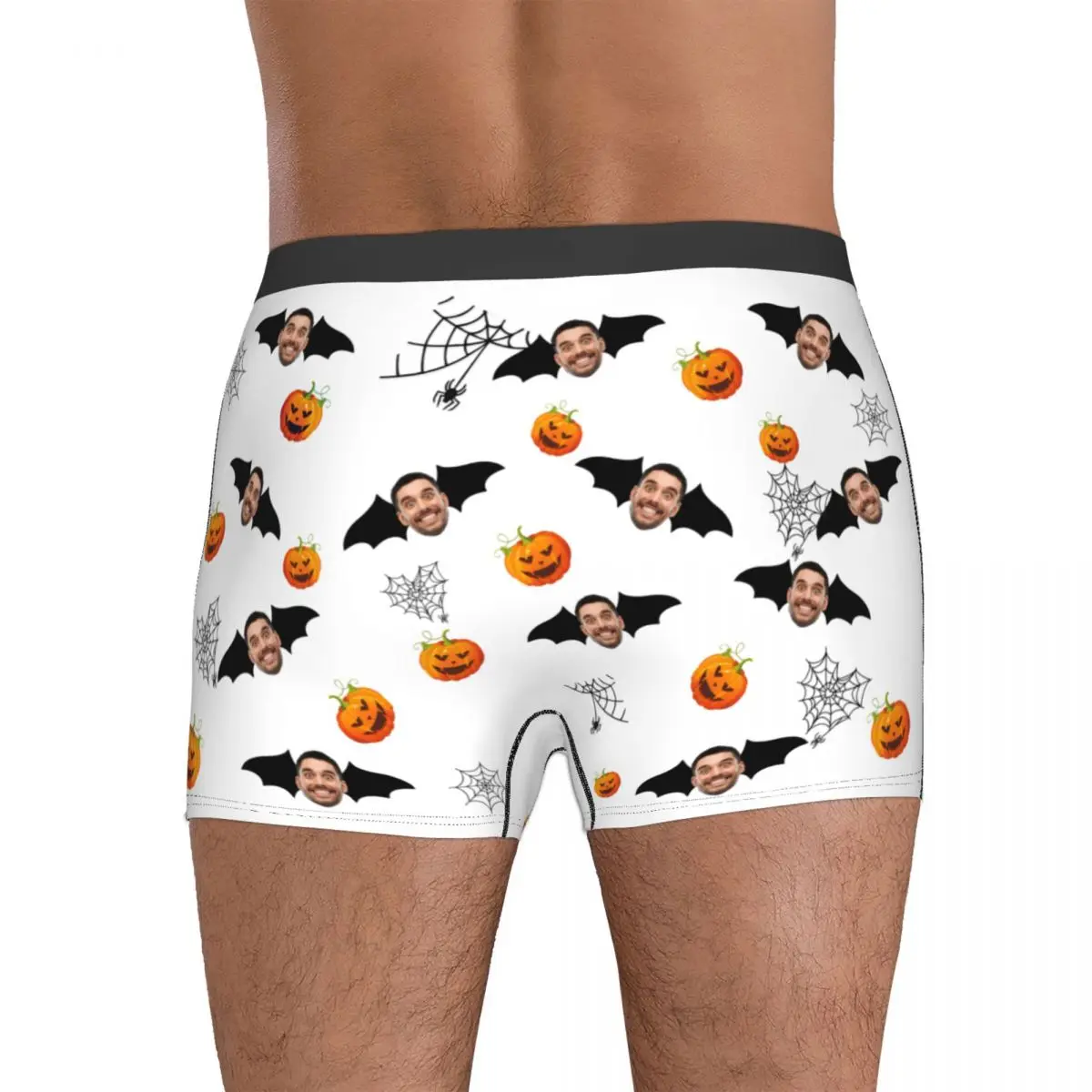 Sous-vêtements College personnalisés pour hommes avec photo de visage de chauve-souris Aliments, caleçon masculin, caleçon doux, culotte grande taille, Halloween