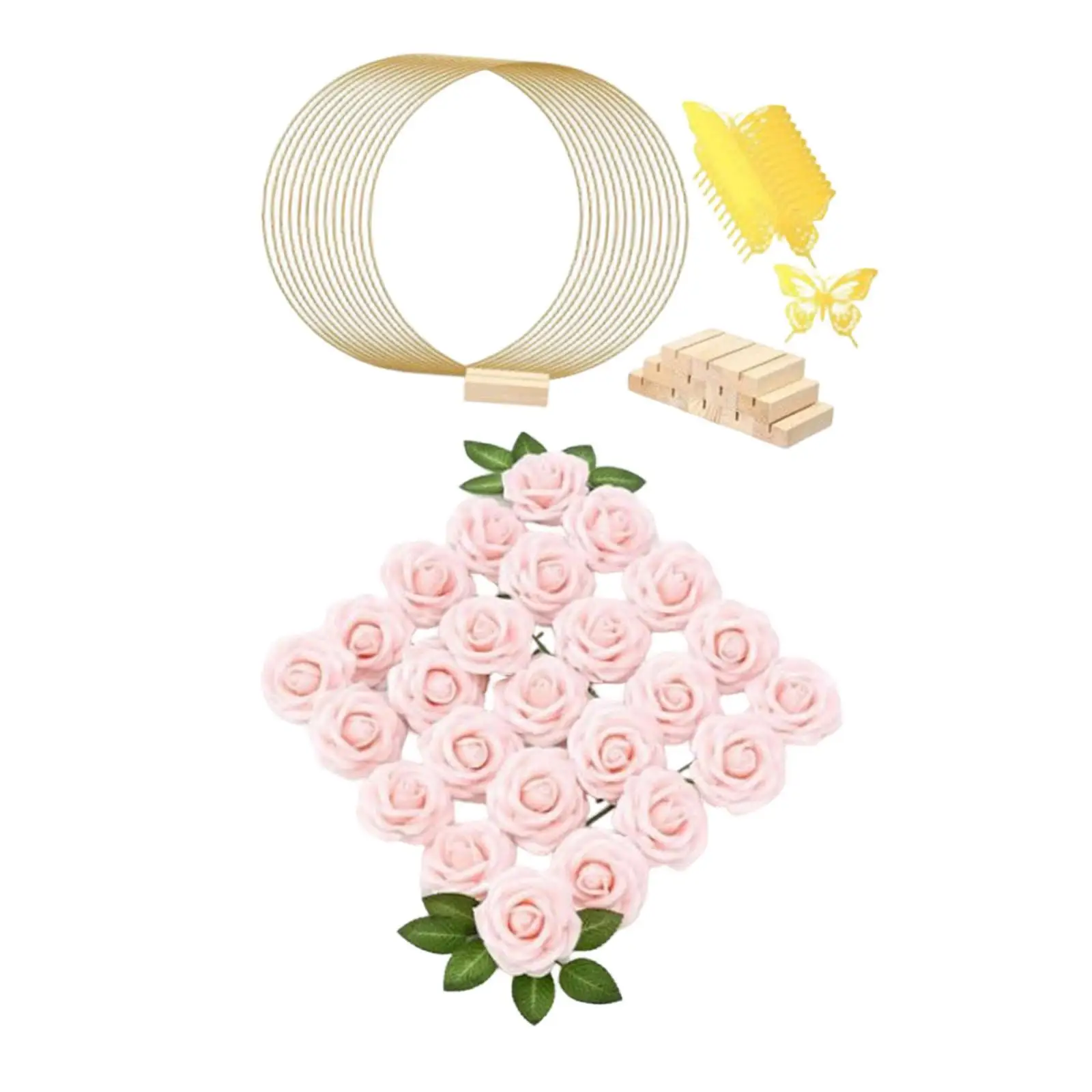 

Набор для создания цветочных композиций: металлические золотые кольца, декор с бабочками, деревянные подставки для свадьбы, дня рождения, детского праздника, DIY украшения стола