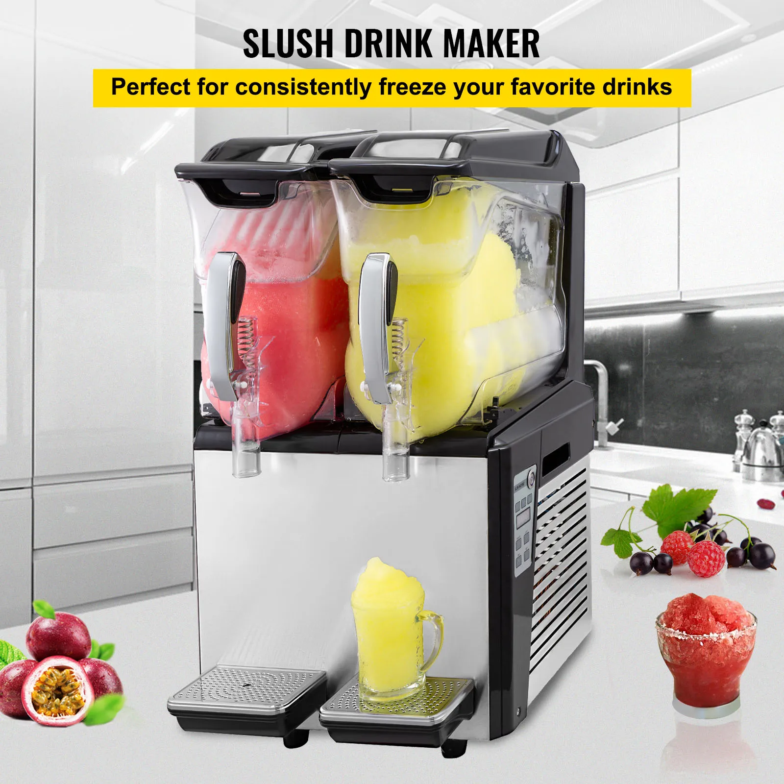 VEVOR 10L 20L 30L Slushie Machine Commercial Ice-Cool Juice Smoothie Slush Maker Frozen Drink Dispenser Vending Machine for Home